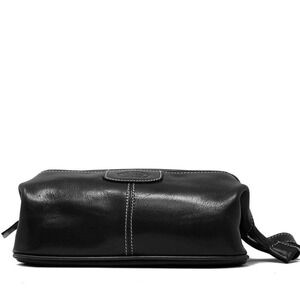 Floto Venezia Leather Toiletry Bag Dopp Kit Black Made In Italy Travel Case